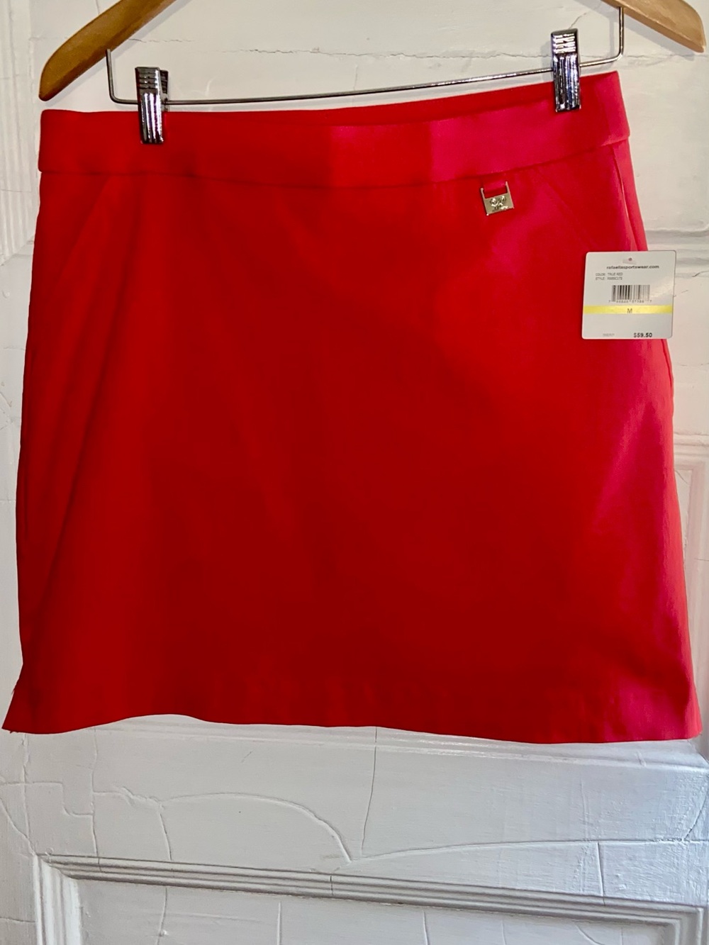 Rafaella Vibrant Red Mini Skirt with Silver Logo Accent